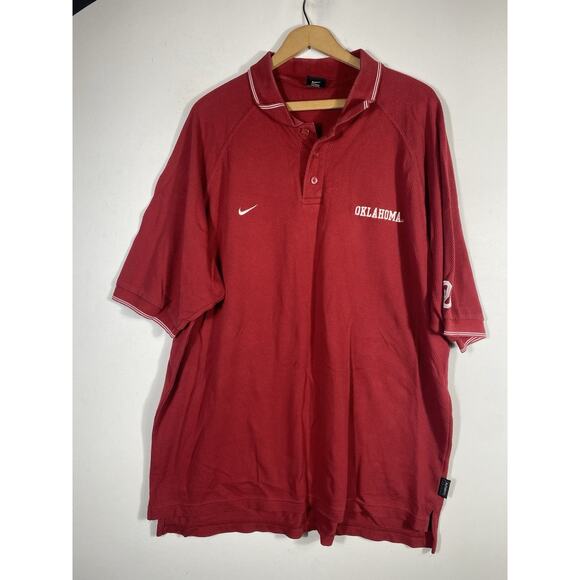 OU Team Nike Polo Shirt Size XXL 2XL Mens Red Textured Knit Y2K Oklahoma Sooners - Picture 2 of 9
